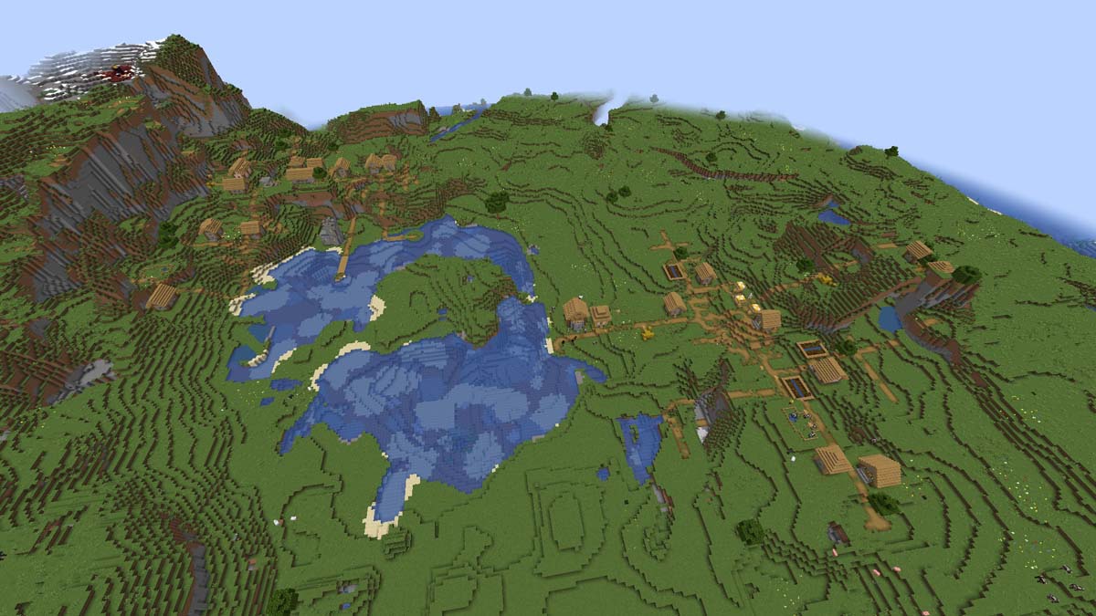 Minecraft villages appear in the hills