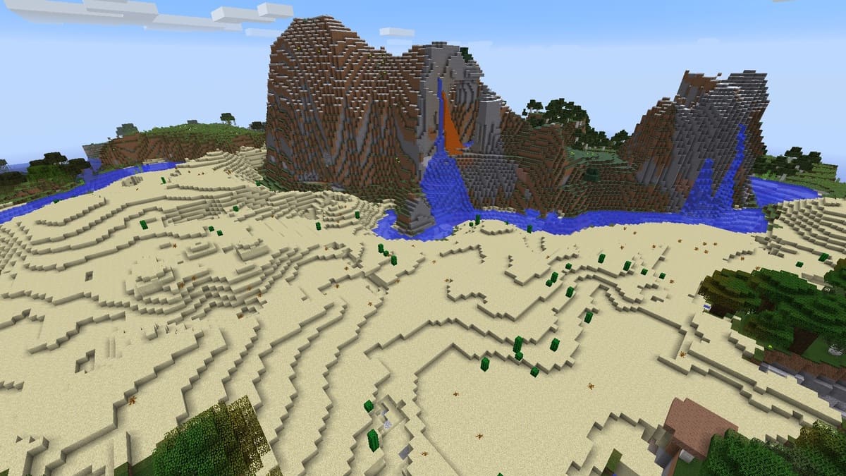 Lavafall and waterfall in Minecraft