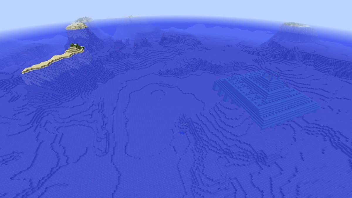 Ocean monument near island in Minecraft