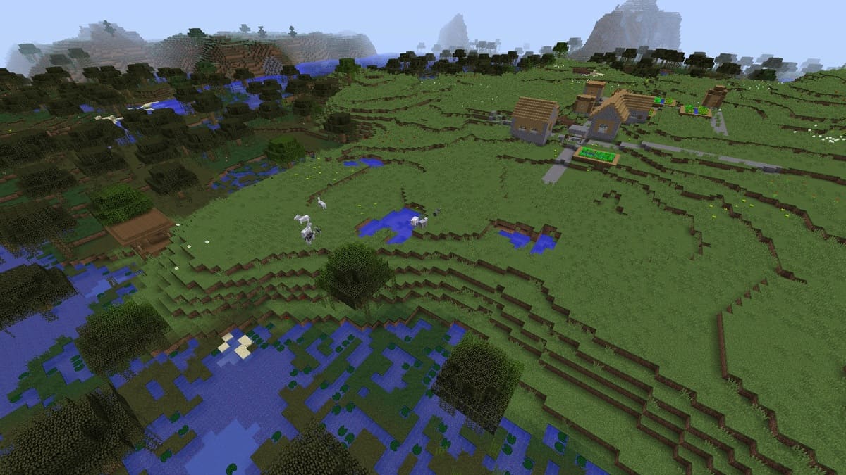 Witch hut and village in Minecraft