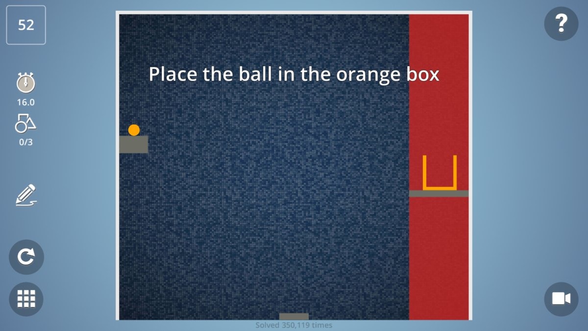 Brain it On Level 52 Place the ball in the Orange Box
