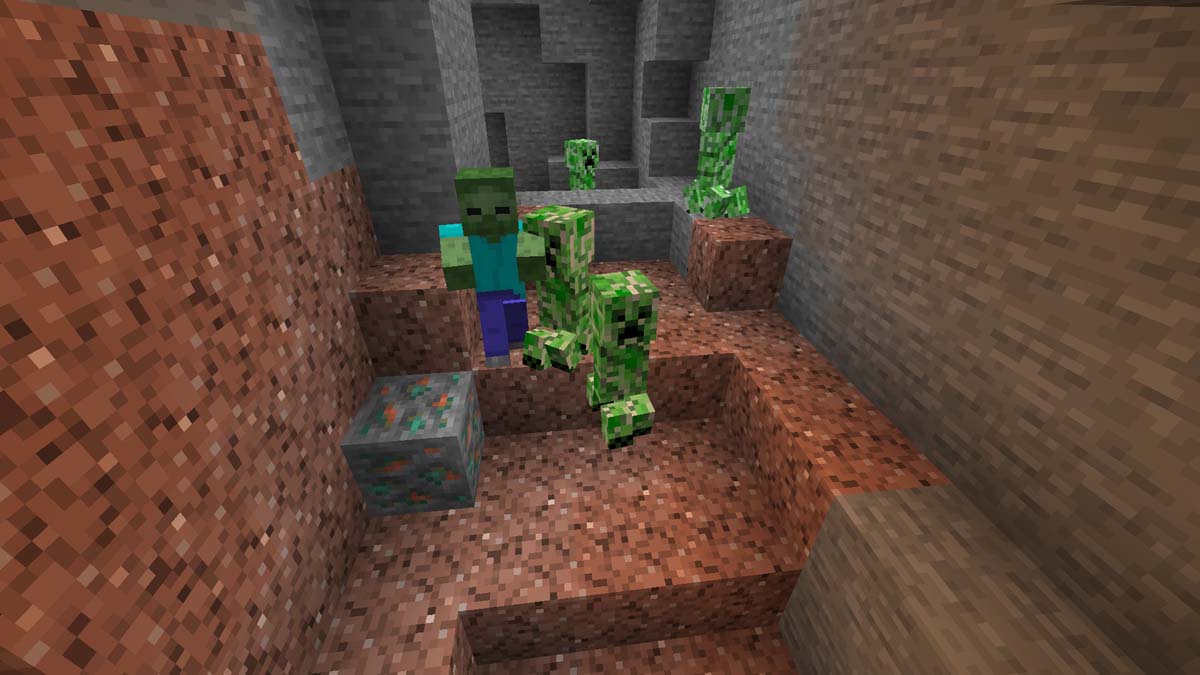 Creeper hostile mobs in Minecraft