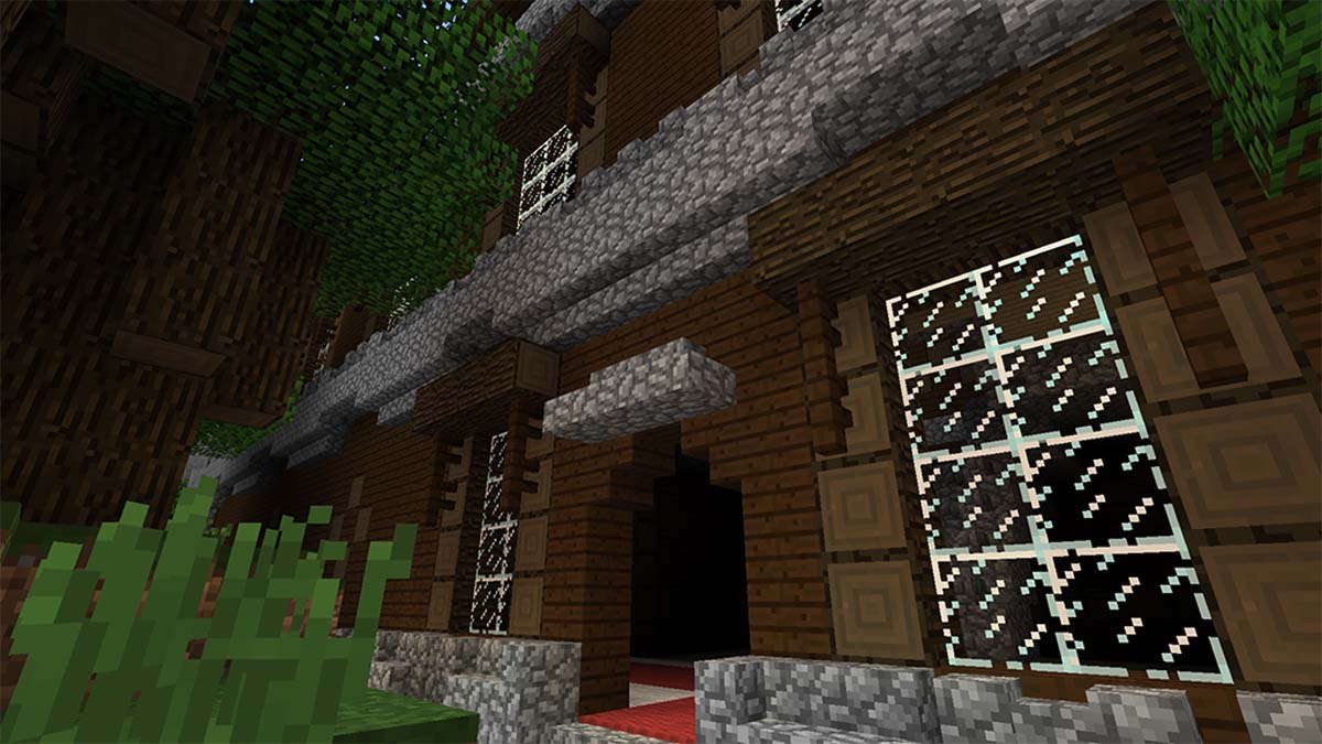 Entrance into the woodland mansion in Minecraft
