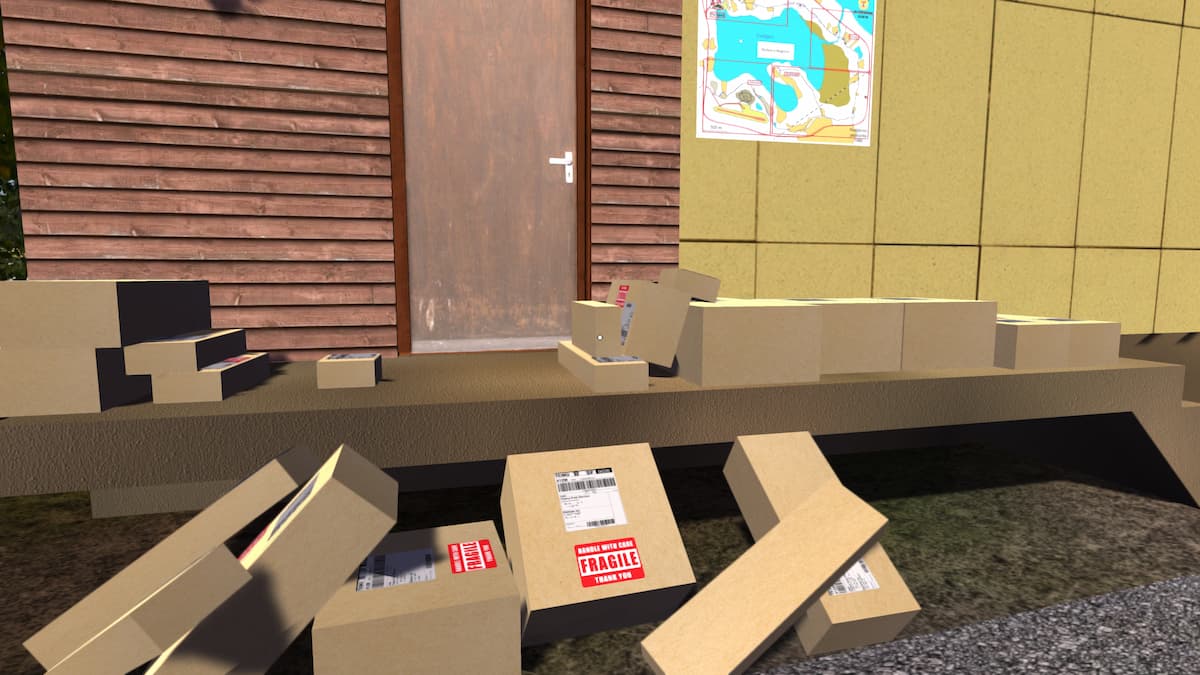Delivery boxes in front of a house in my Summer Car