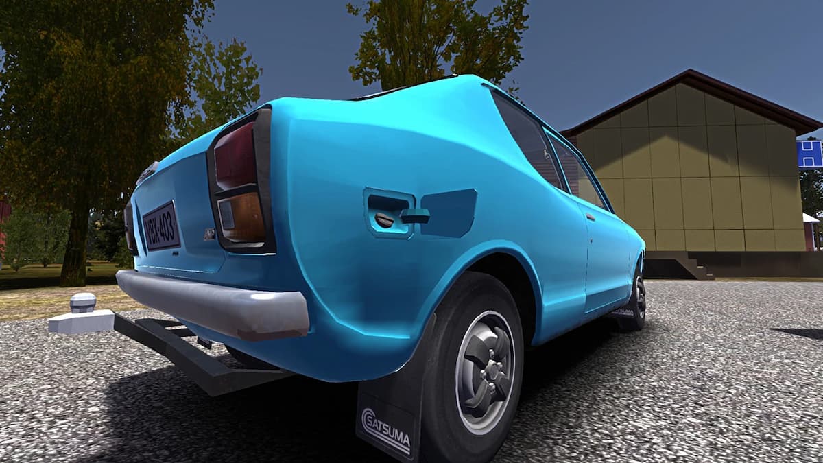 Car with fuel tank door open with mod in My Summer Car