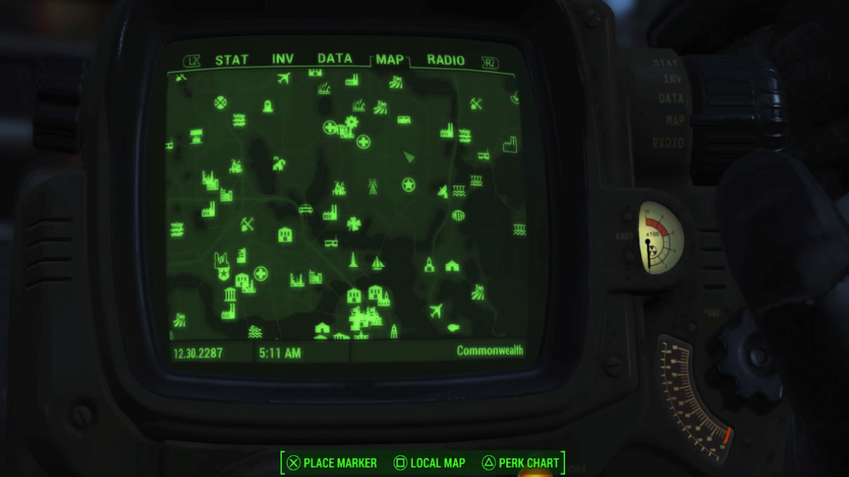 Fallout 4 map with all map markers displayed 