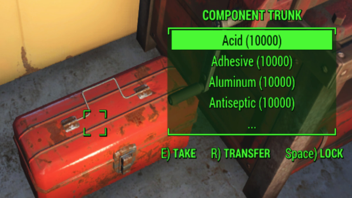 Container with endless cheat items from mod in Fallout 4