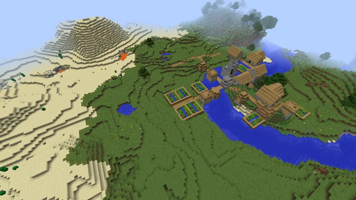 Desert and river village in Minecraft