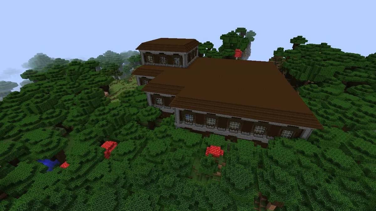 Woodland mansion with many corners in Minecraft