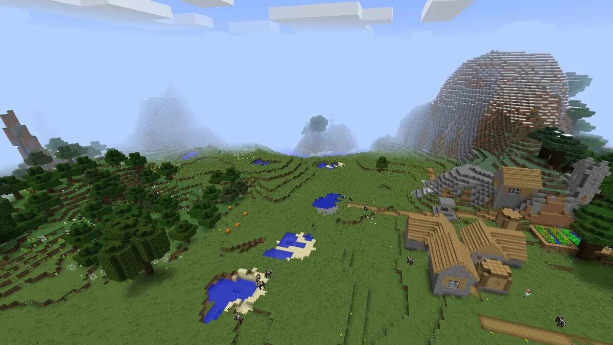 Hills and plains village in Minecraft