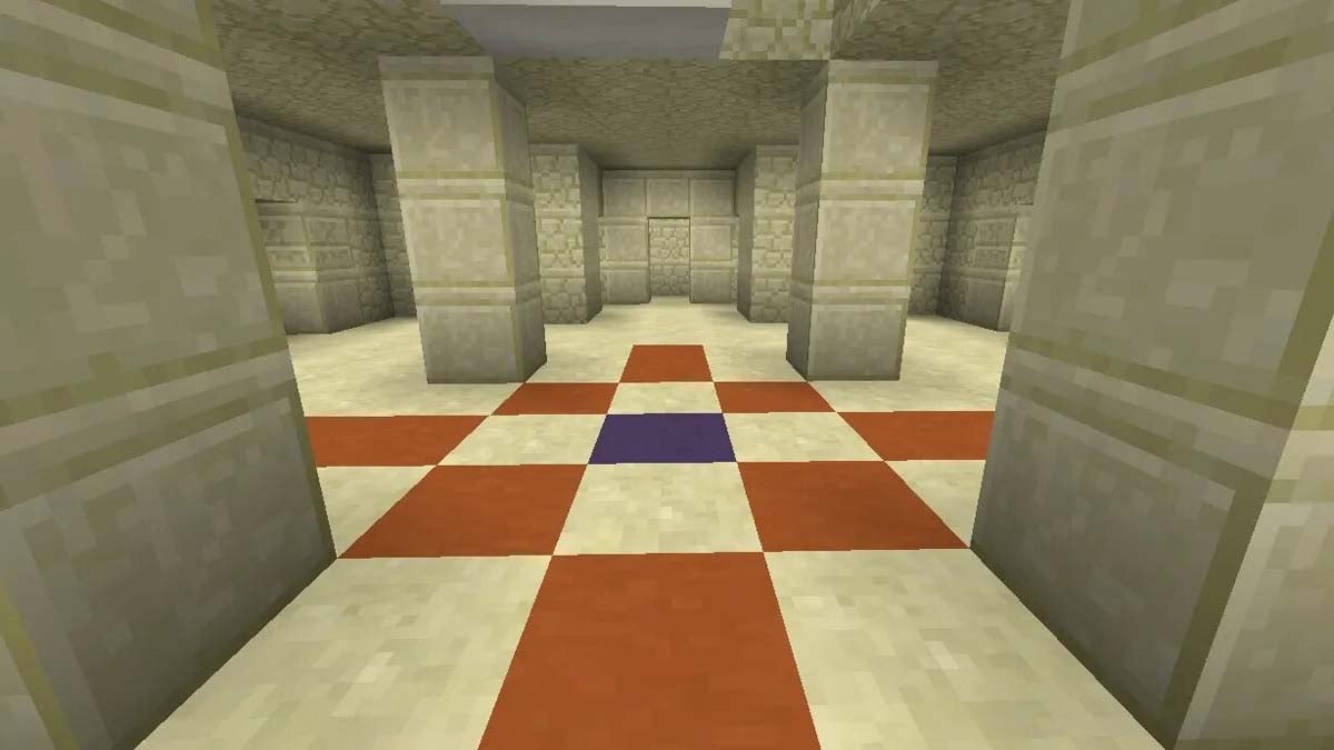 Inside the desert temple in Minecraft