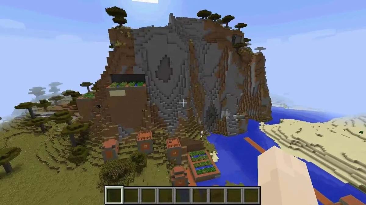 Minecraft の崖の上のアカシアの村
