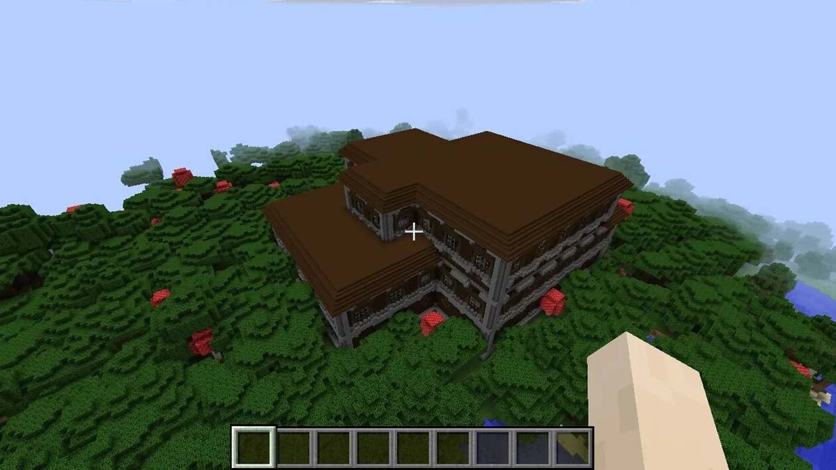 Woodland mansion in the forest in Minecraft