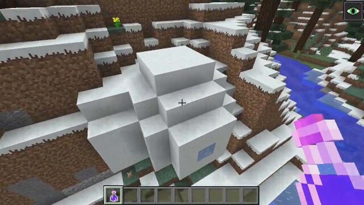 Cliffside igloo in Minecraft
