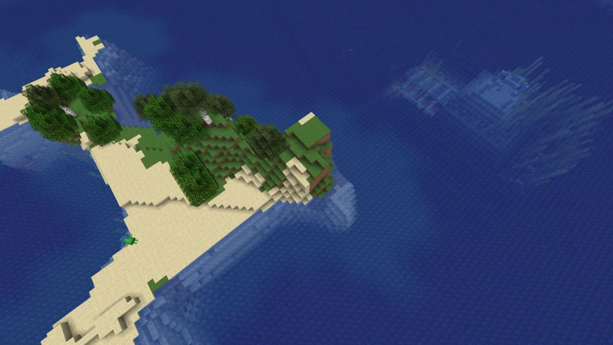 Ocean monument and survival island in Minecraft