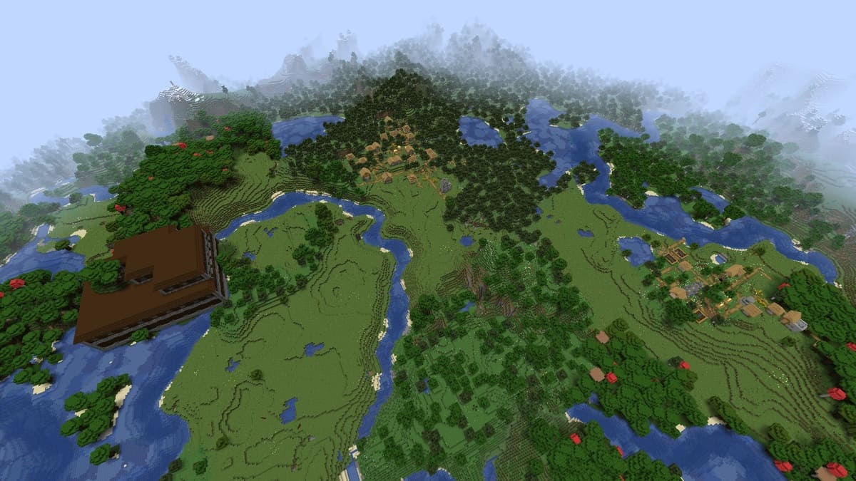 Woodland mansion and double village in Minecraft