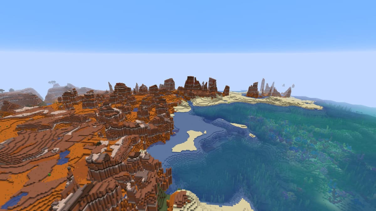 Badlands and coral reefs in Minecraft