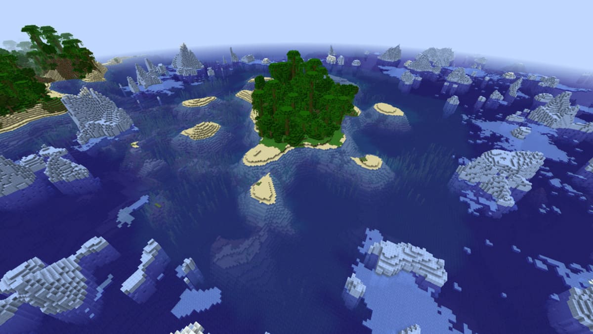 Jungle island and icebergs in Minecraft