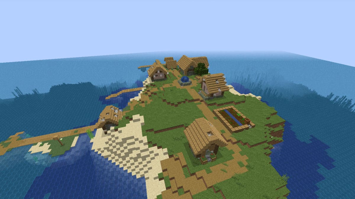 Island zombie village in Minecraft