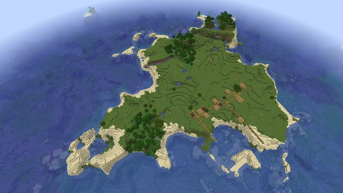 Survival island village in Minecraft