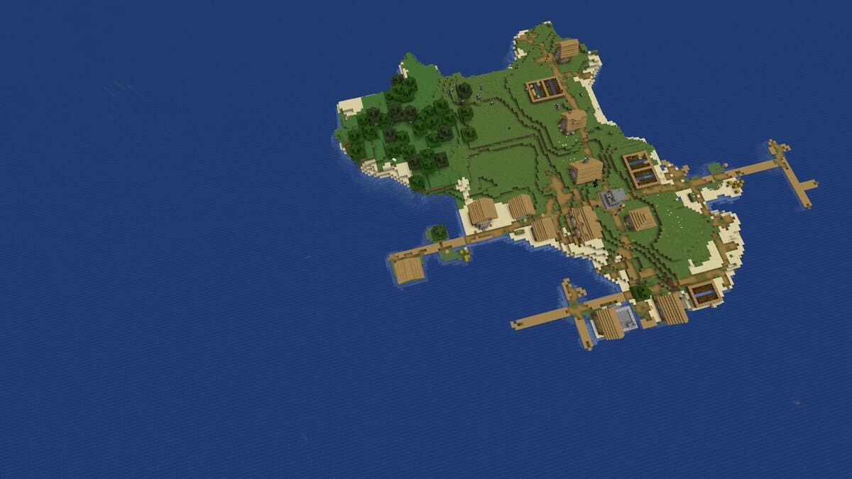 Survival island village in Minecraft
