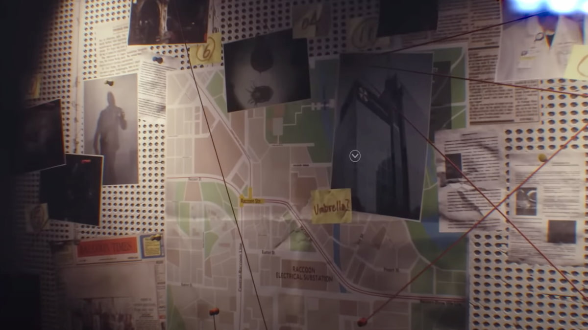 Jill's pinboard on her wall in her apartment in Resident Evil 3