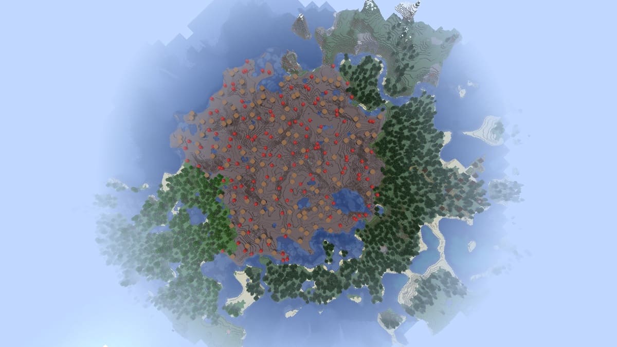 Landlocked mushroom island in Minecraft