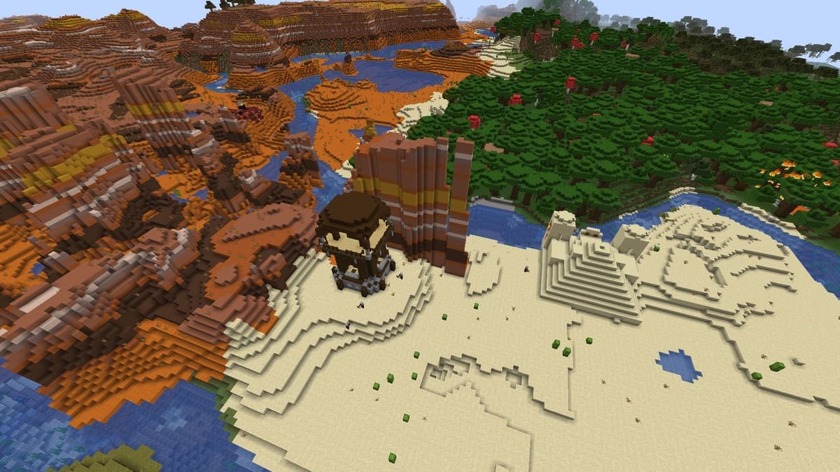 Pillager outpost and desert temple in Minecraft