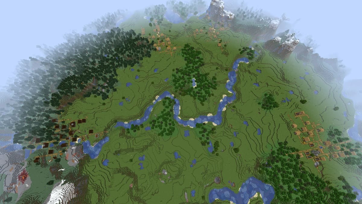 Quadruple village in Minecraft