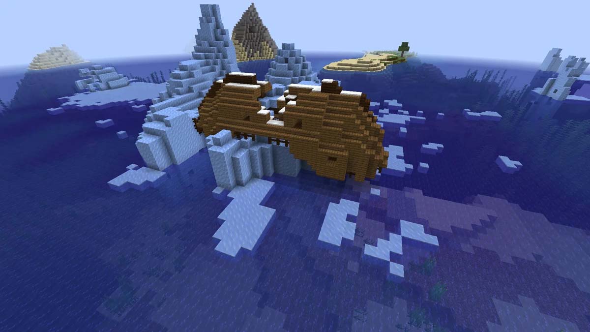Iceberg shipwreck in Minecraft