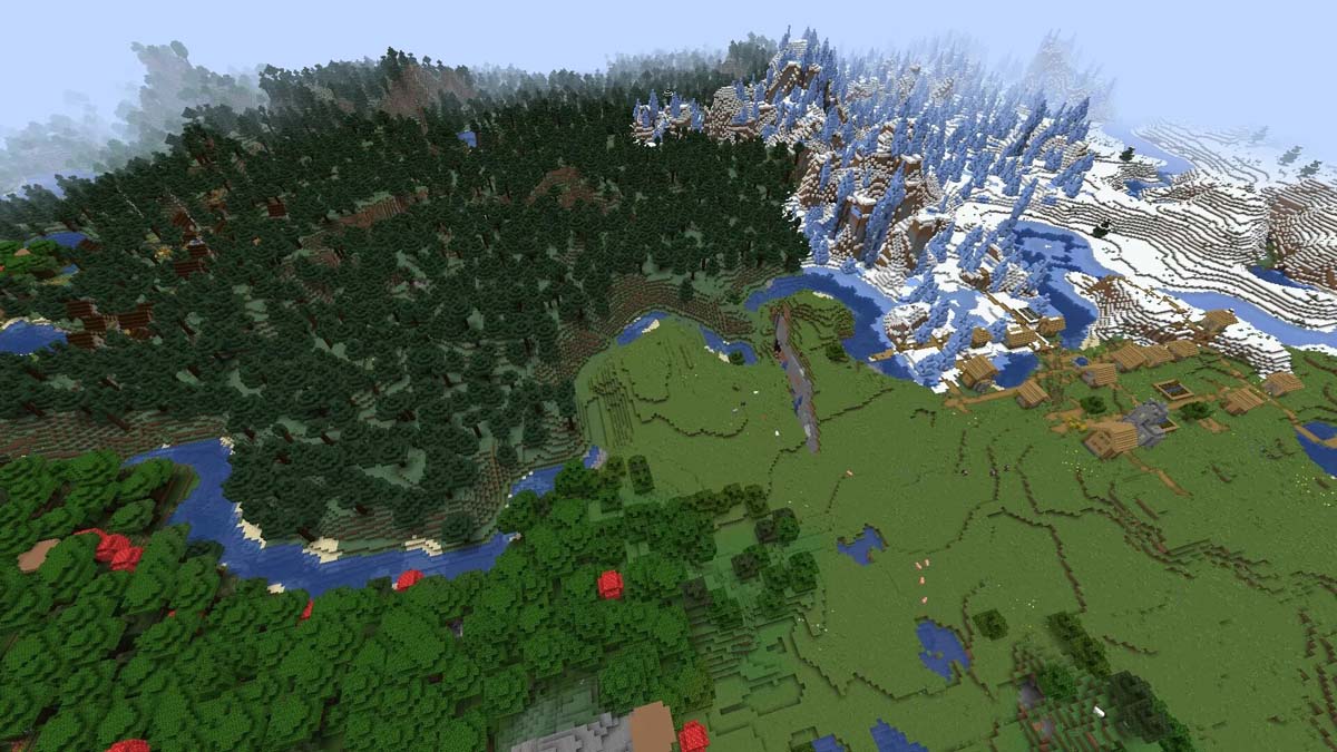 Ice spikes and village in Minecraft