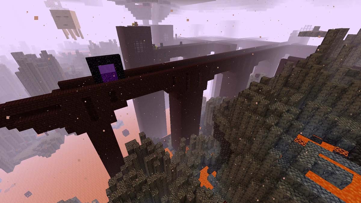 Portal on the nether frotress bridge in Minecraft
