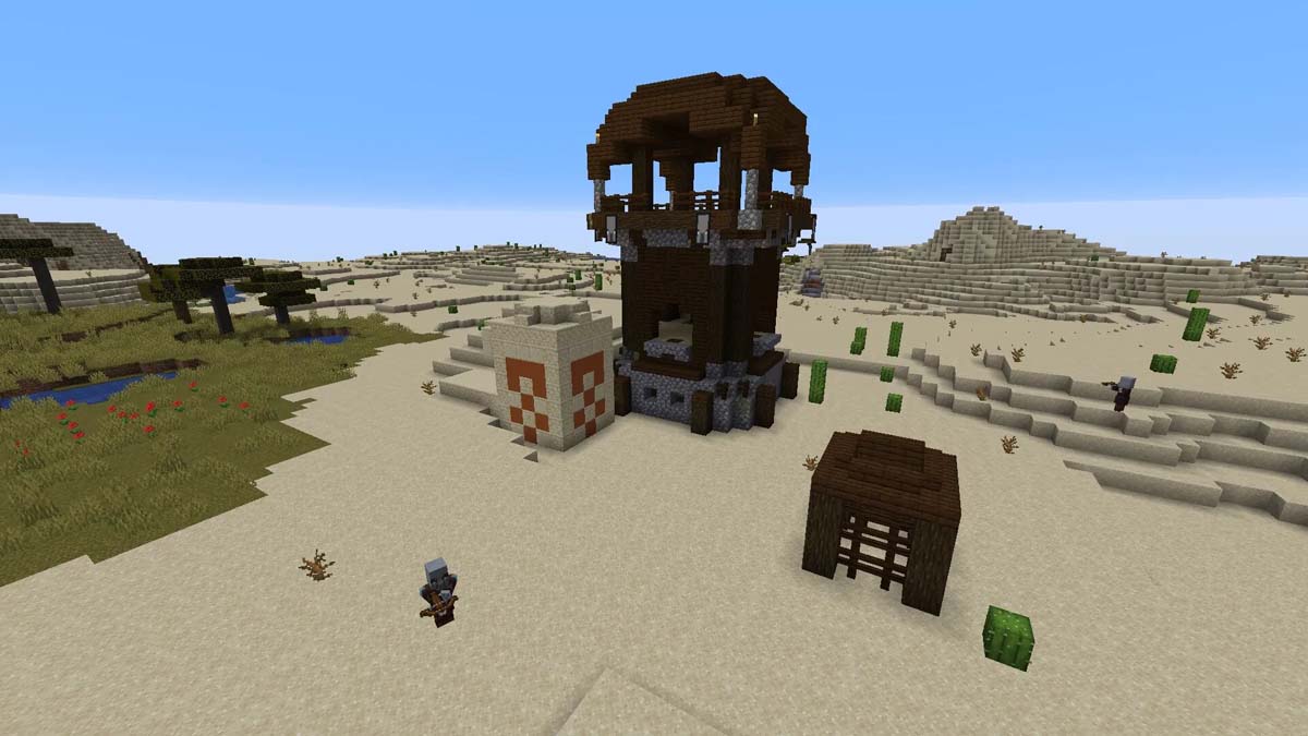 Pillager outpost and desert temple in Minecraft