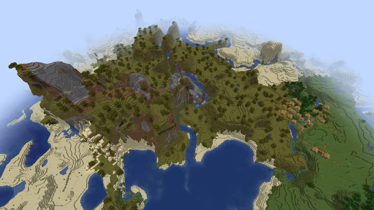 Shattered savanna and village in Minecraft