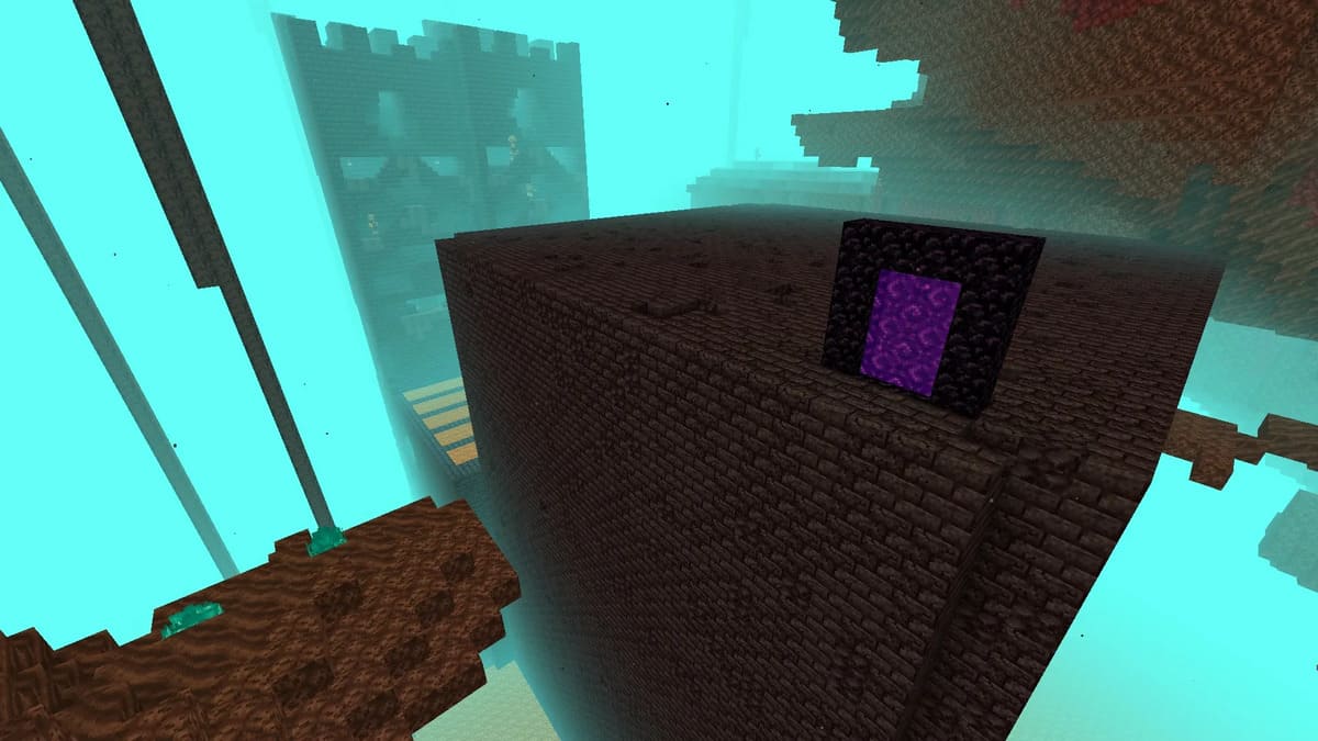 Nether portal on bastion remnant in Minecraft