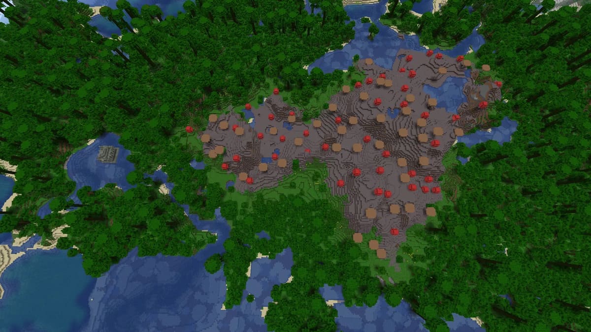 Landlocked mushroom island in Minecraft