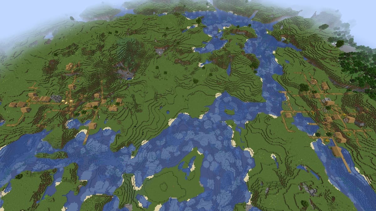 Double river village in Minecraft