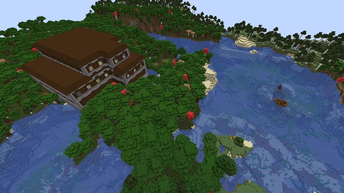 Woodland mansion and shipwreck in Minecraft