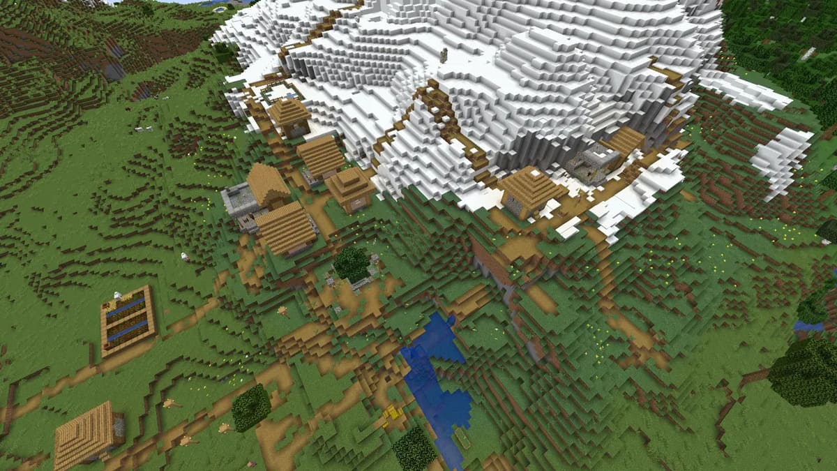 Two blacksmiths and village in Minecraft