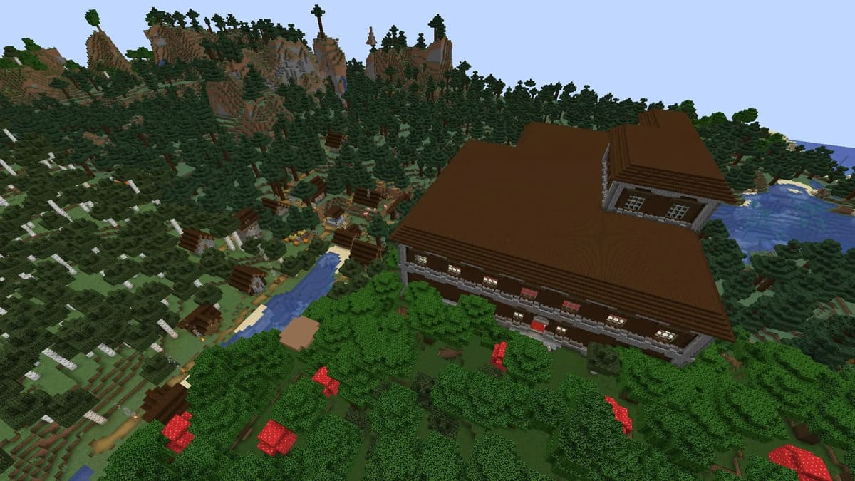 Minecraft の森の邸宅と村