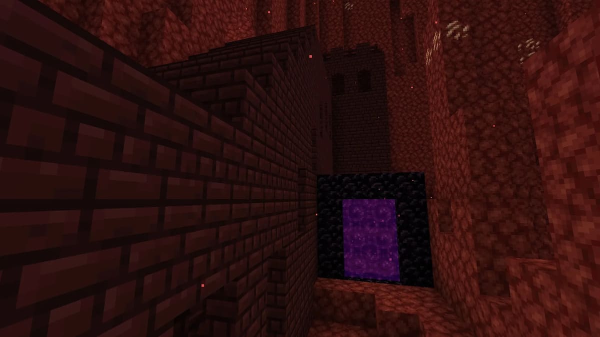 Ruined portal and nether fortress in Minecraft