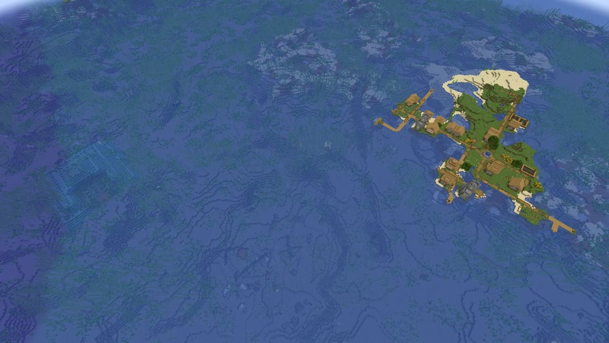 Ocean monument and village in Minecraft