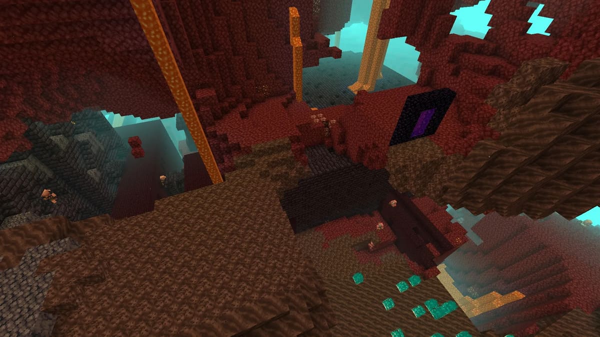 Minecraft의 파괴된 포털과 네더 요새
