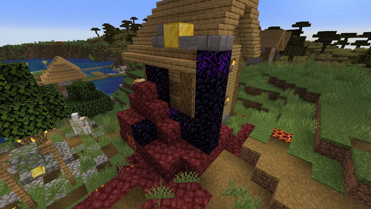 Minecraft의 파괴된 포털과 마을