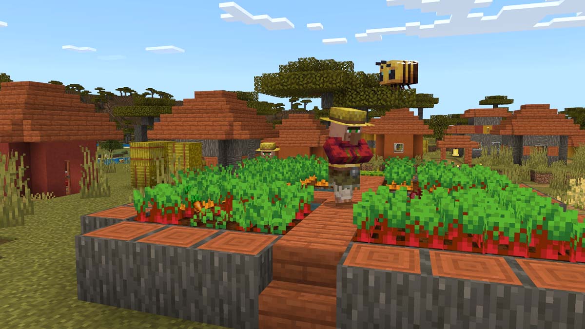 Rich farm in acacia village in Minecraft