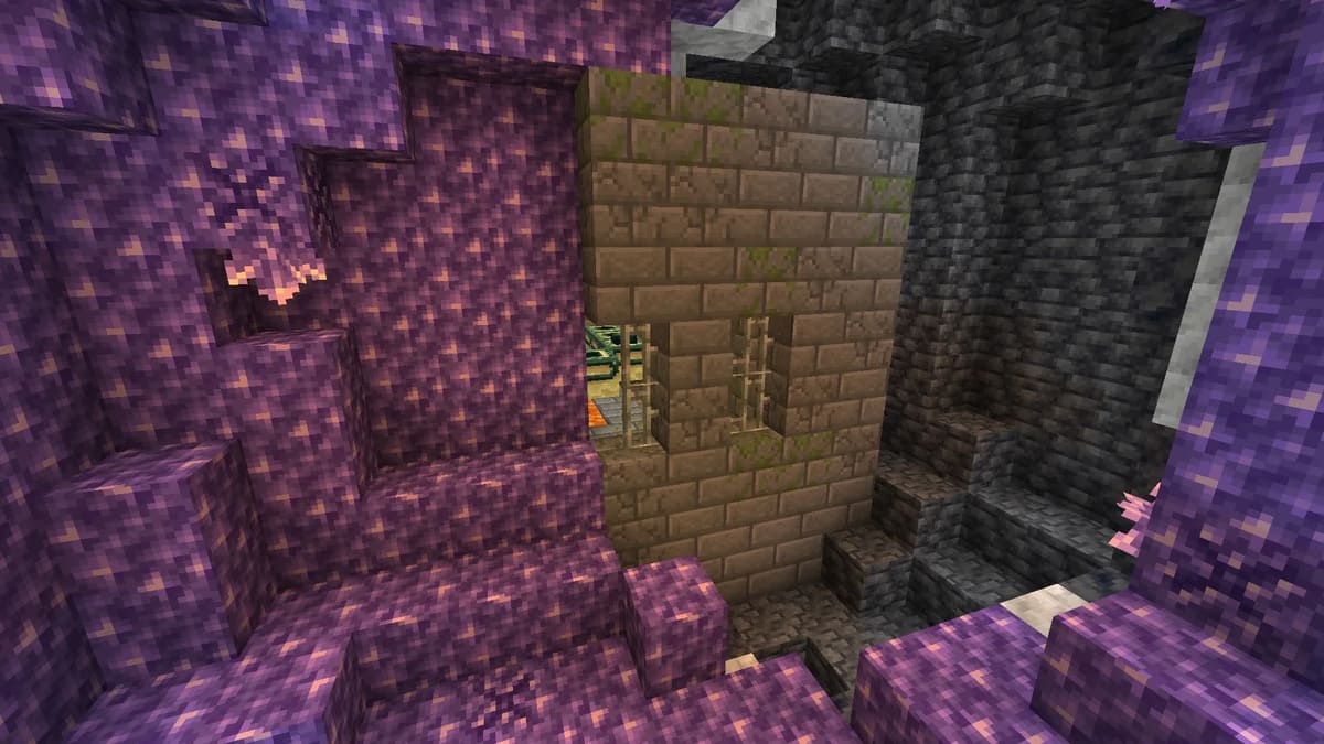 Amethyst geode inside stronghold in Minecraft