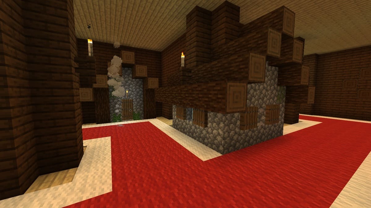 Village hut inside woodland mansion in Minecraft