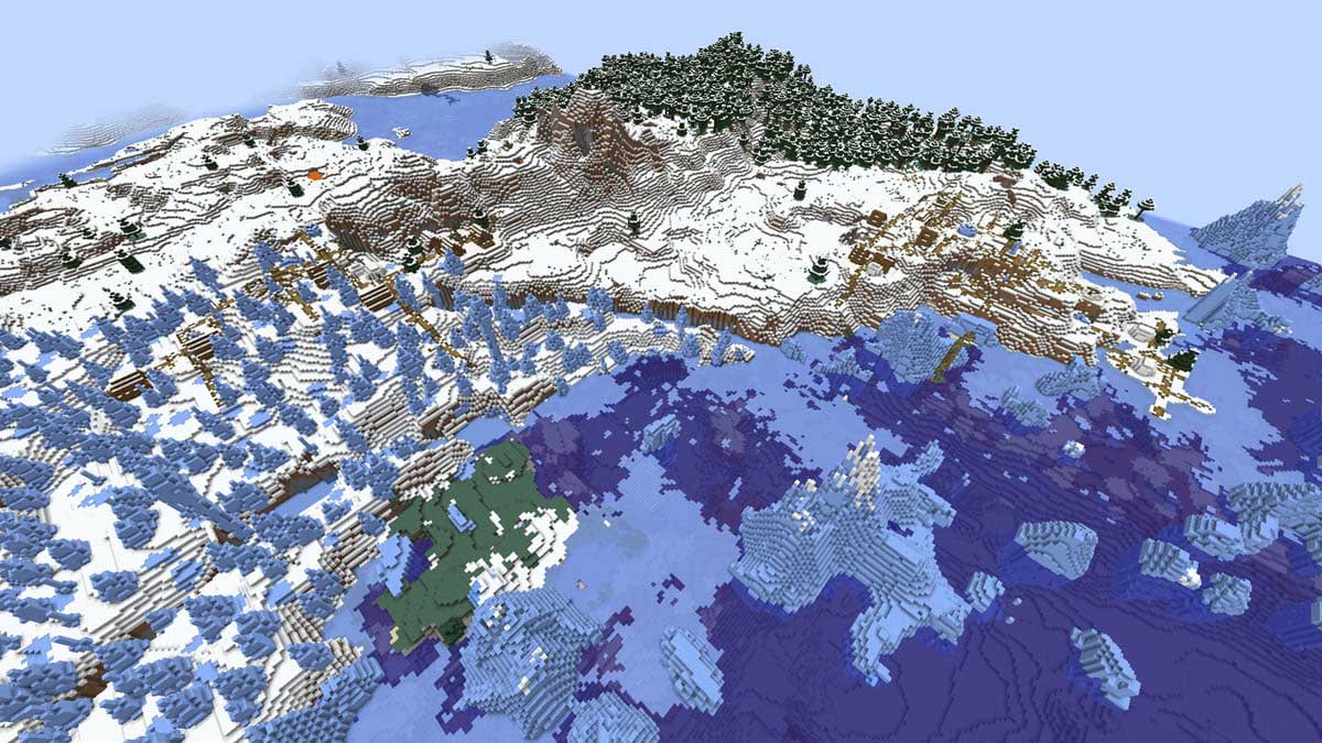 Double snow village in Minecraft