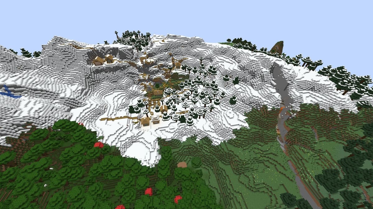 Huge ravine and village in Minecraft