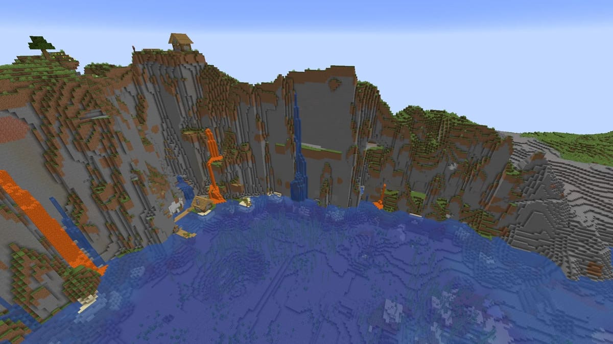 Minecraft の崖と村
